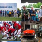 Clockwise from the top left, Founders Inc., Lone Oak Picnic, Clarksville Throttle museum, APSU football.