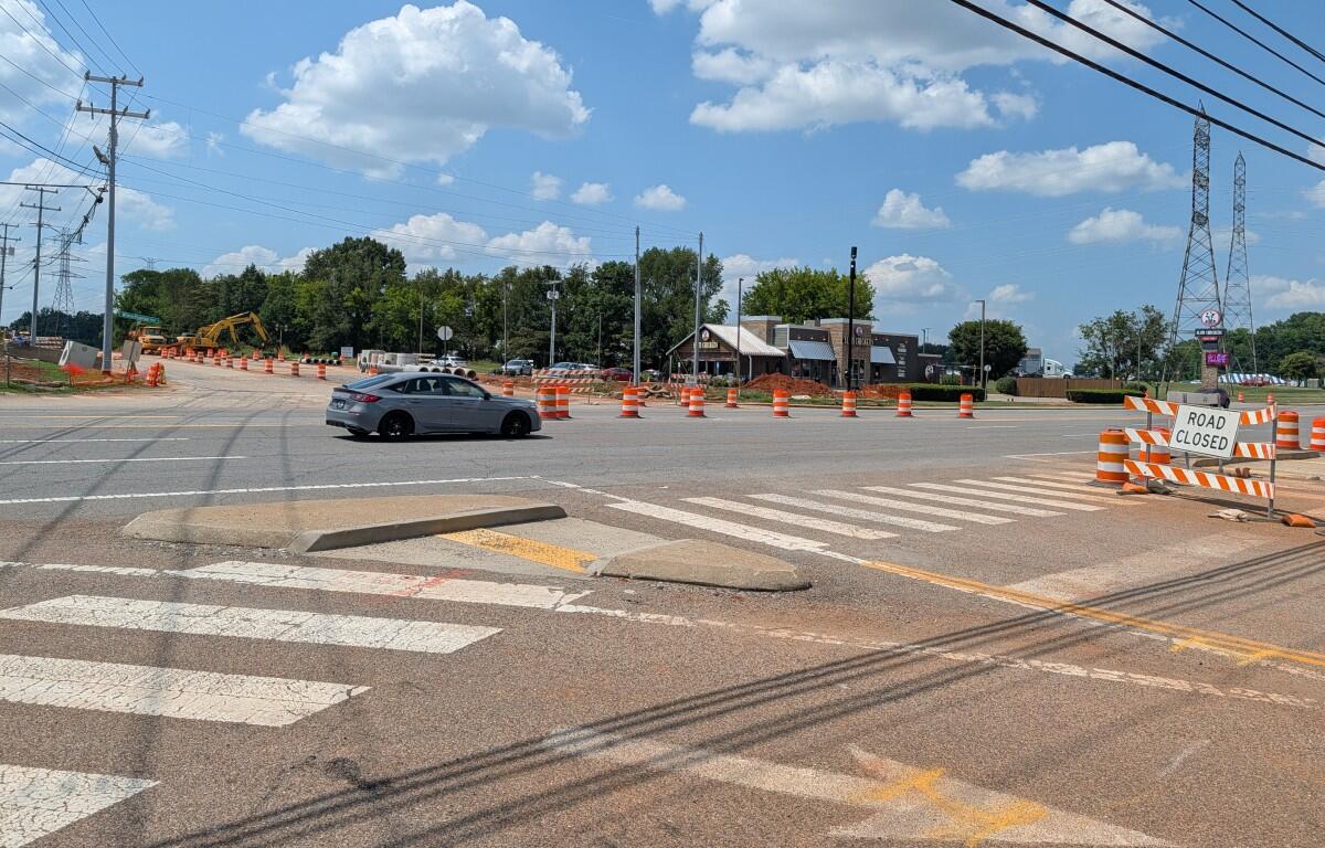 Construction at Wilma Rudolph Boulevard and what will be Spring Creek Parkway on July 1, 2026, looking north. (Chris Smith)