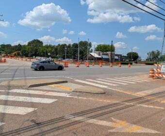 Construction at Wilma Rudolph Boulevard and what will be Spring Creek Parkway on July 1, 2026, looking north. (Chris Smith)