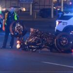 A motorcycle and car crashed on Providence Boulevard on July 29, 2026. (Enrique Hernandez, Dash 10 Media)