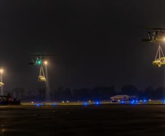 UH-60 Black Hawk helicopters from the 101st Combat Aviation Brigade, 101st Airborne Division (Air Assault) and 82nd Combat Aviation Brigade, 82nd Airborne Division. May 6, 2025.  (U.S. Army photo by Spc. Alexander Goff)