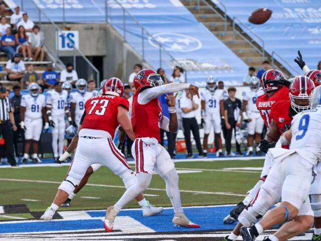 Austin Peay’s football team defeats Middle Tennessee on Aug. 30, 2025. (Preston Ludwick, APSU Athletics.)