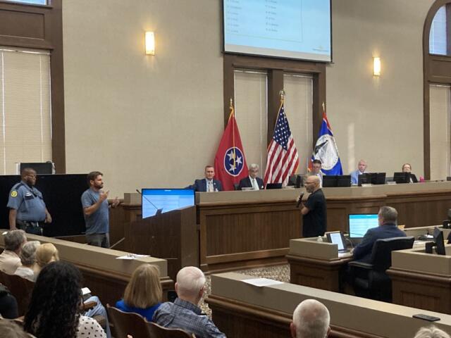 Brice Pruyn addressing the Montgomery County Commission through interpreter Michael Brewer on Aug. 10, 2026. (Christian Brown)