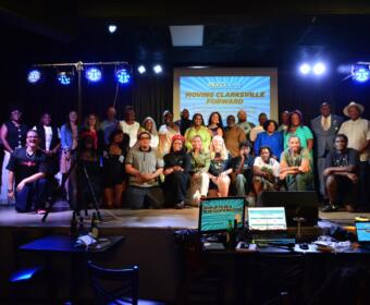 The Democratic watch party at Joker's Comedy Club on Aug. 6, 2026. (Nia Holland)