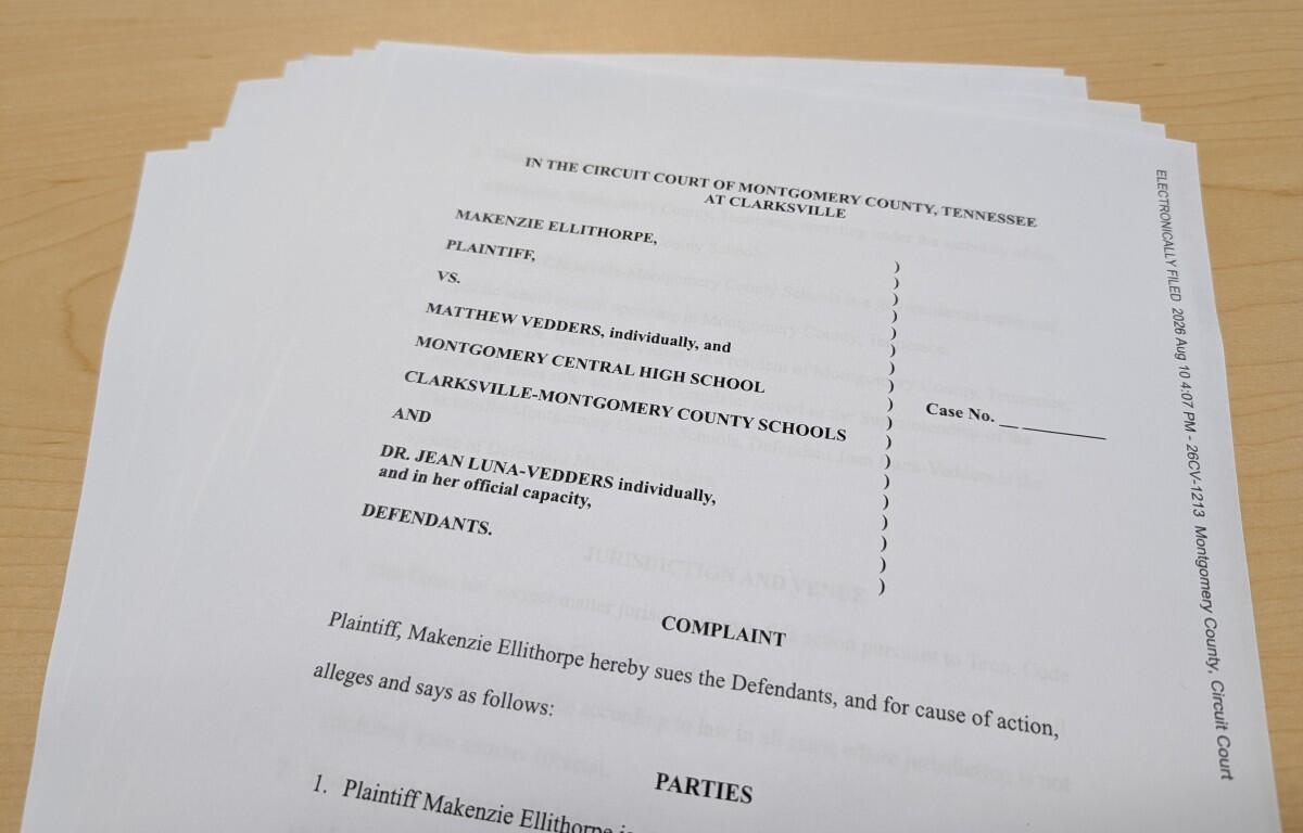 Makenzie Ellithorpe lawsuit against CMCSS and Matthew Vedder. (Chris Smith)