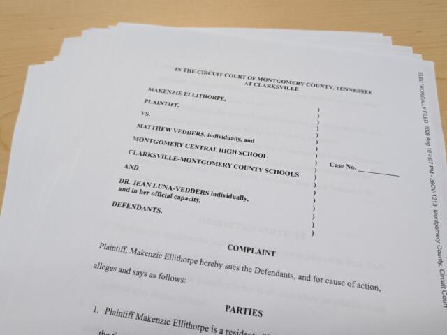Makenzie Ellithorpe lawsuit against CMCSS and Matthew Vedder. (Chris Smith)