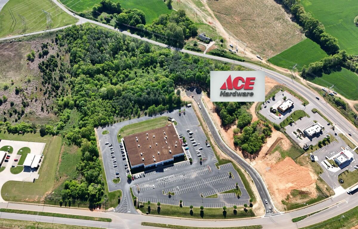 An aerial view of the planned grocery site, which will be on the tree-filled area shown, now cleared, at Rossview Road and Rollow Lane, behind Agero and the incoming ACE Hardware. (IDB, contributed)