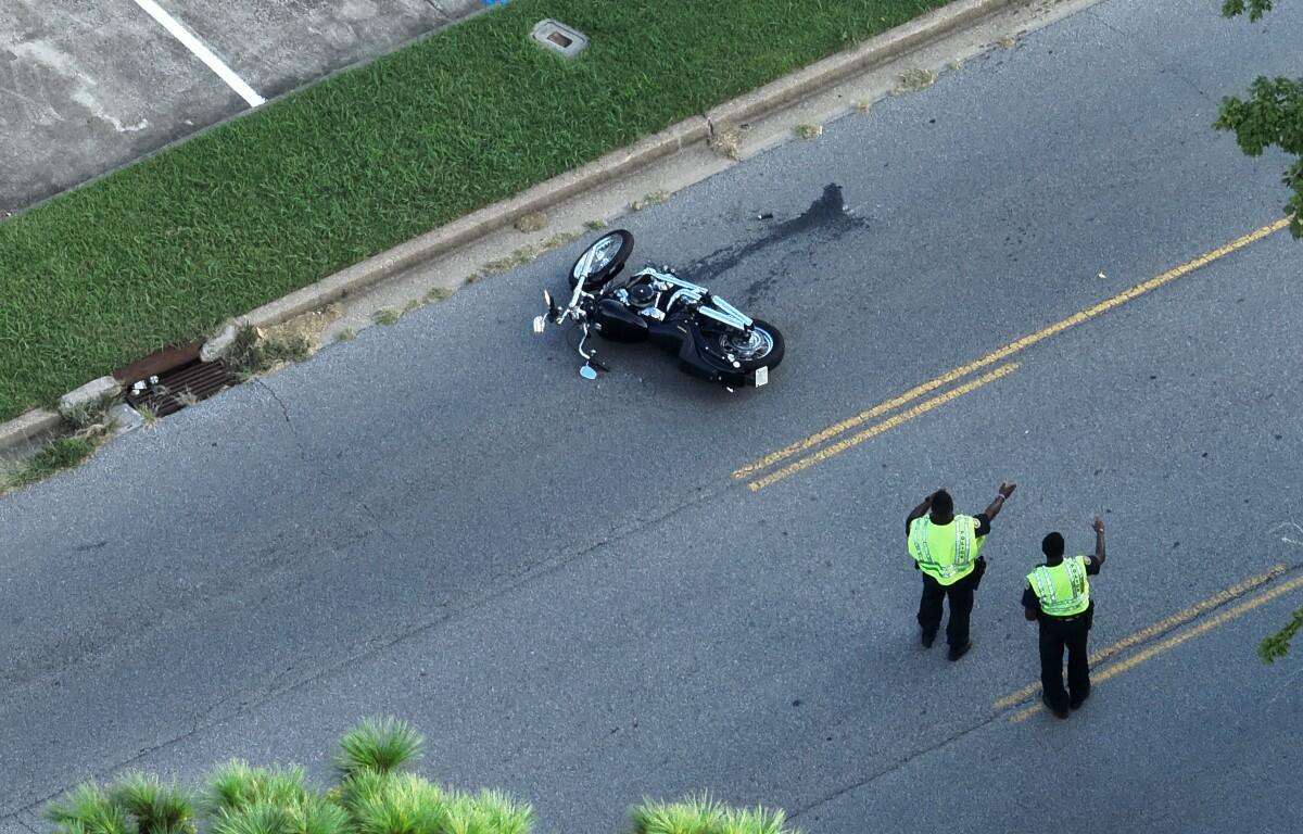 A motorcycle crashed on Memorial Drive on Aug. 30, 2026. (Ronin Aerials LLC, contributed)