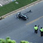 A motorcycle crashed on Memorial Drive on Aug. 30, 2026. (Ronin Aerials LLC, contributed)