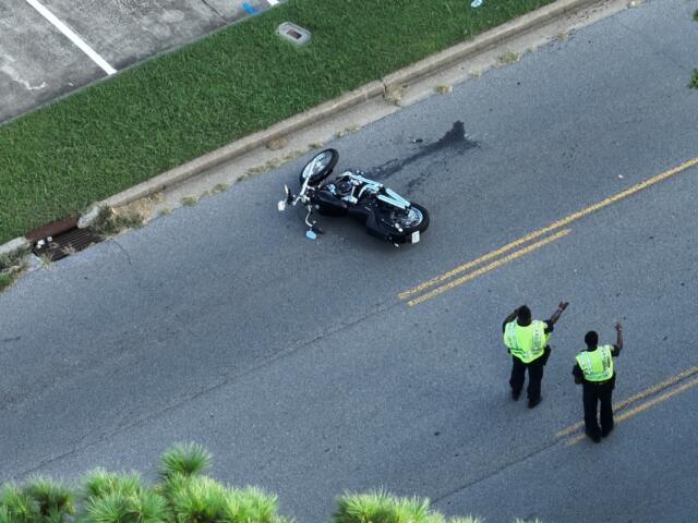 A motorcycle crashed on Memorial Drive on Aug. 30, 2026. (Ronin Aerials LLC, contributed)