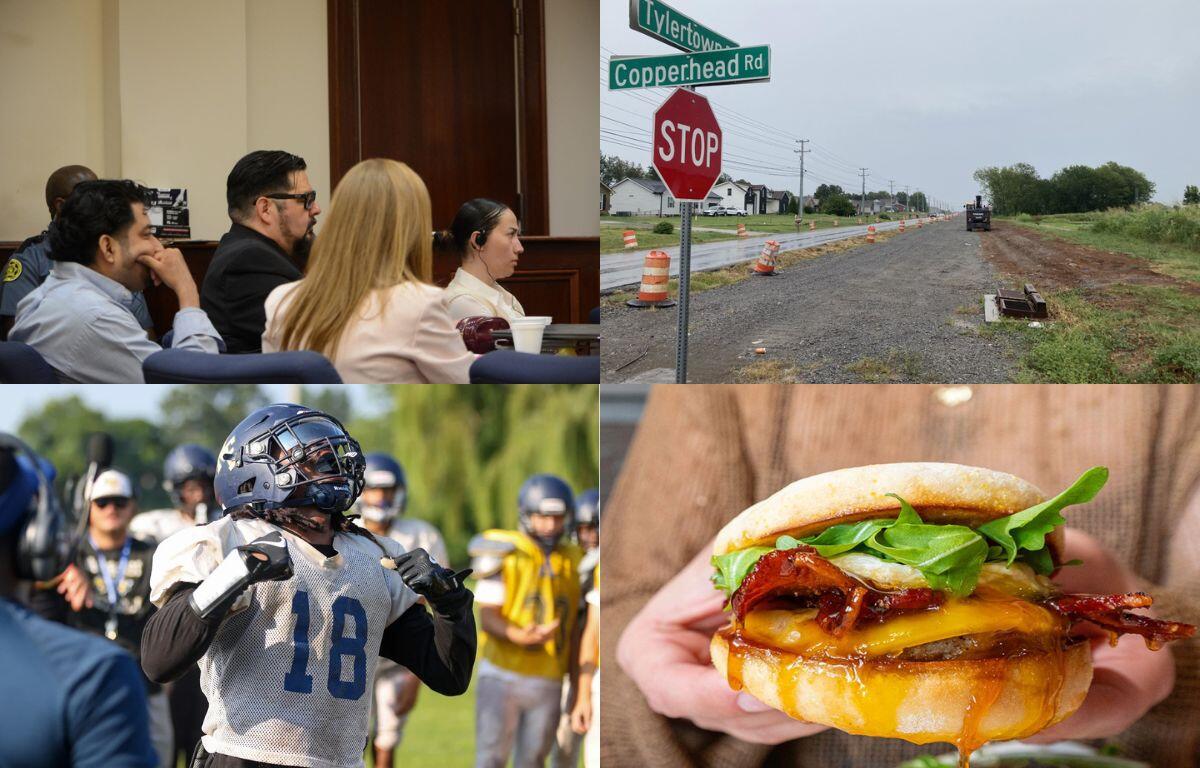 Clockwise from the top left, murder trial, Tylertown Road, First Watch, Northeast football.
