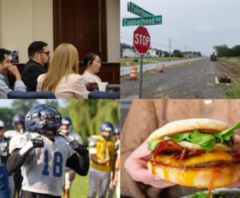 Clockwise from the top left, murder trial, Tylertown Road, First Watch, Northeast football.