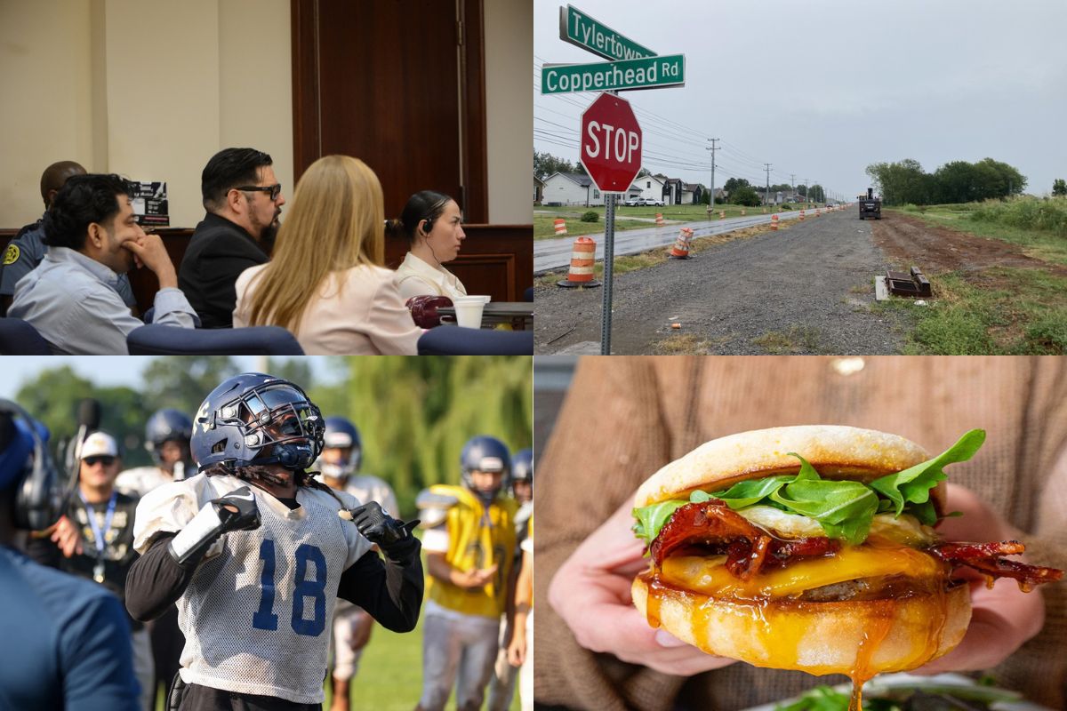 Clockwise from the top left, murder trial, Tylertown Road, First Watch, Northeast football.
