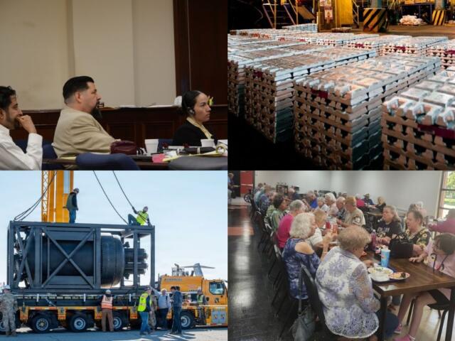 Clockwise from the top left, murder mistrial, Zinc Plant, Ajax Turner Senior Center, nuclear microreactor.