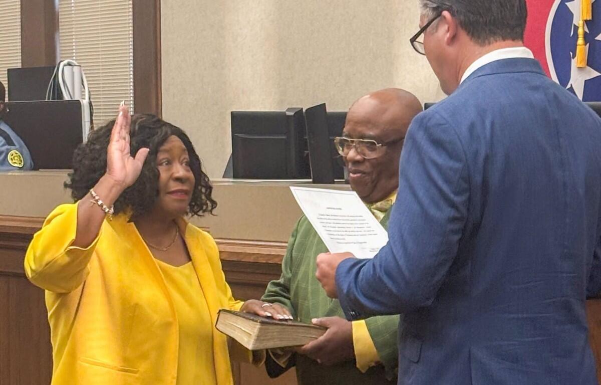 Carol Berry as elected Montgomery County officials are sworn in at the County Courthouse on Aug. 31, 2026. (Montgomery County Government, contributed)