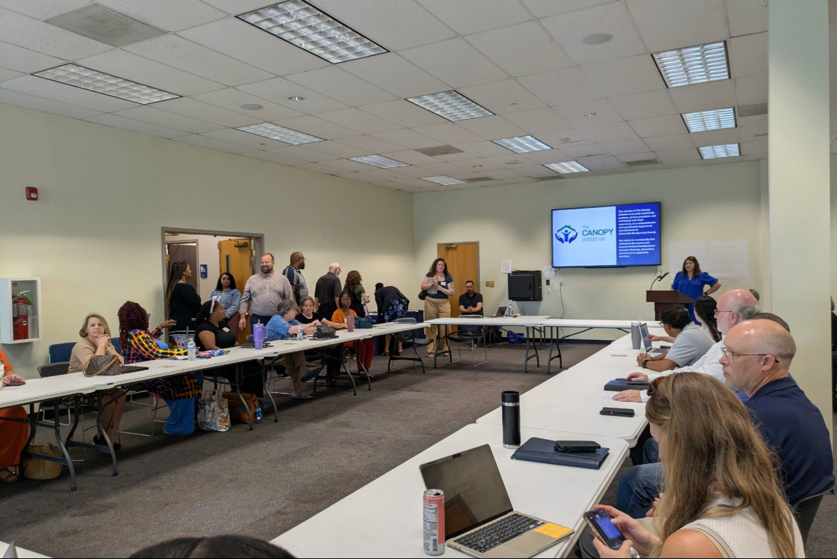 The Canopy Initiative brings partners, public officials and community members together at the Clarksville-Montgomery County Public Library to celebrate progress made during its 100‑Day Challenge. (Nia Holland)