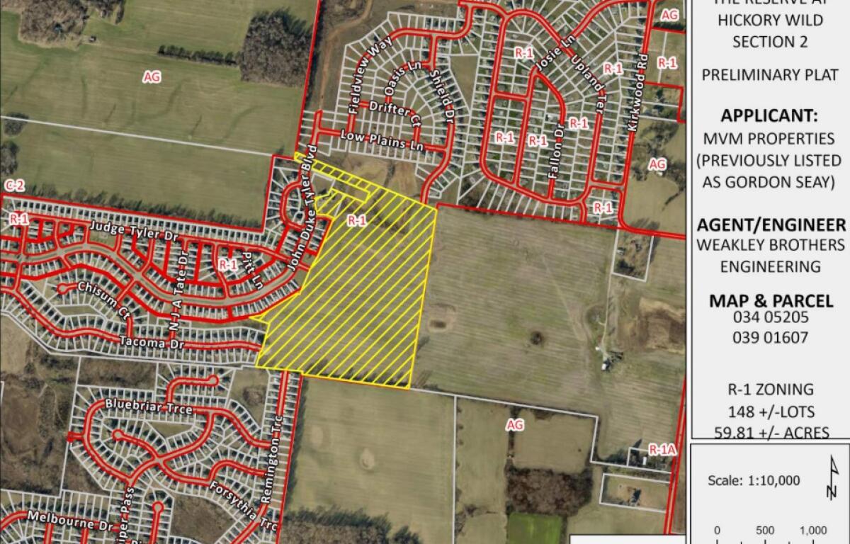 Mapping for The Reserve at Hickory Wild Section 2 subdivision case. (Regional Planning Commission, Contributed)