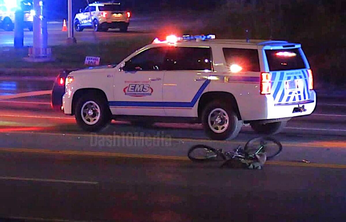 A vehicle hit a pedestrian on 101st Airborne Division Parkway on Aug. 20, 2026. (Enrique Hernandez, Dash 10 Media)