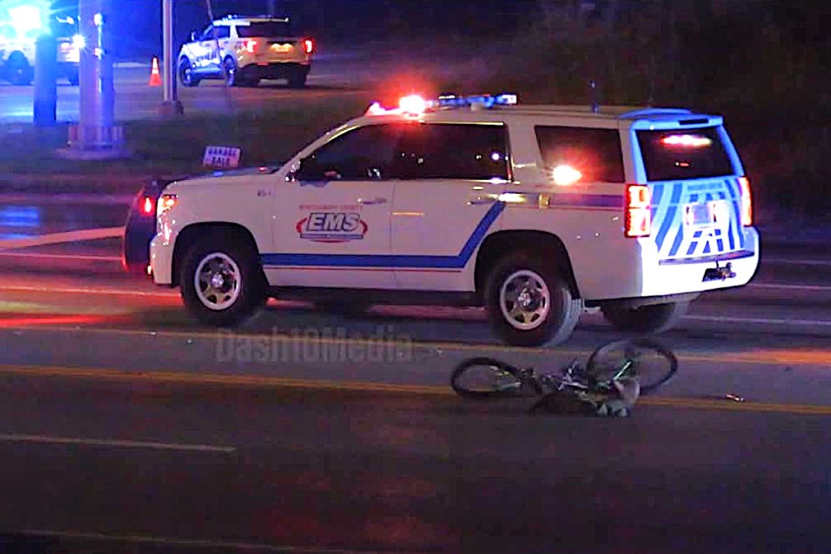 A vehicle hit a pedestrian on 101st Airborne Division Parkway on Aug. 20, 2026. (Enrique Hernandez, Dash 10 Media)