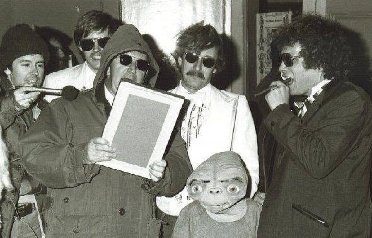 The News Brothers with Mayor Ted Crozier in 1982. From the left, Scott Shelton, Jim Lindgren, Crozier, Rob Dollar and Tim Ghianni. (Tim Ghianni, contributed)
