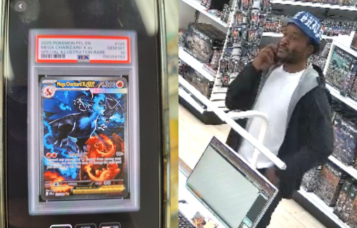 Surveillance video of a man police say is wanted in the theft of a Pokemon card. (CPD, contributed)