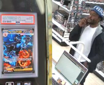 Surveillance video of a man police say is wanted in the theft of a Pokemon card. (CPD, contributed)