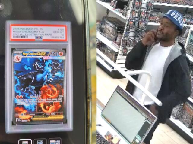 Surveillance video of a man police say is wanted in the theft of a Pokemon card. (CPD, contributed)