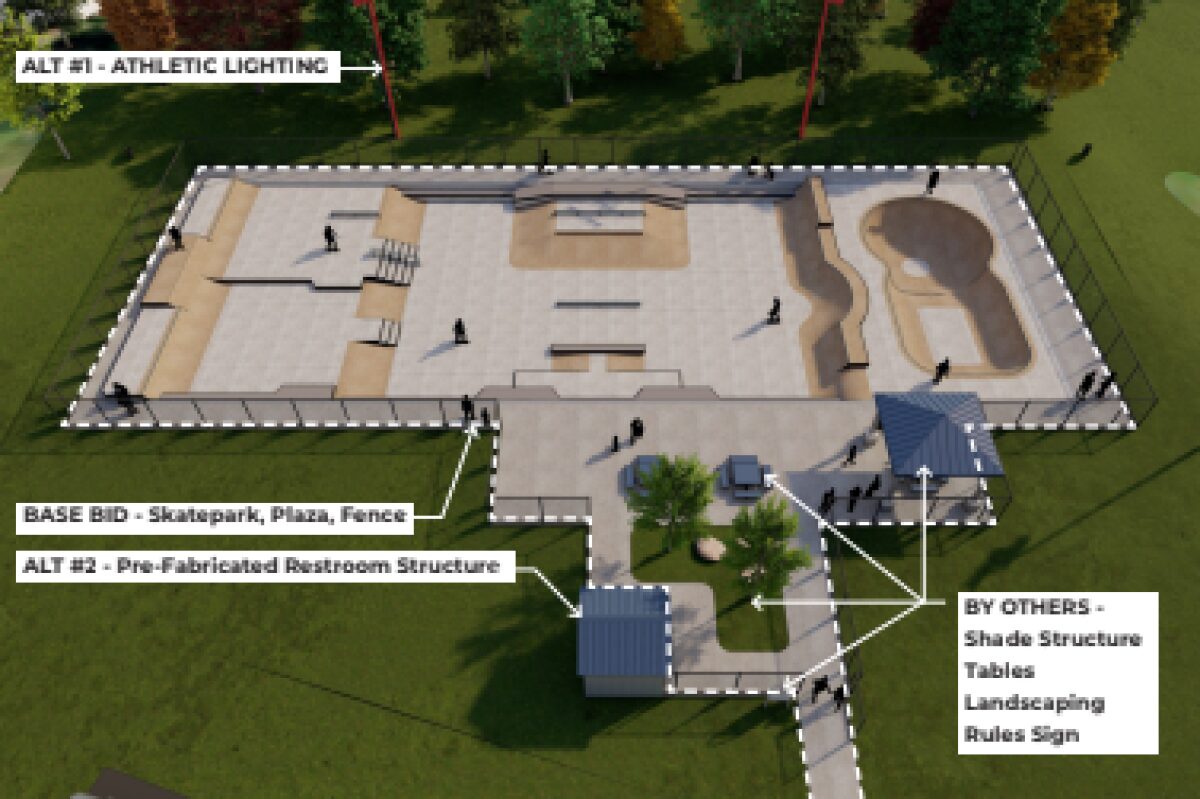 Plans for the Bel-Aire skatepark, as of August 2026. (City of Clarksville, contributed)