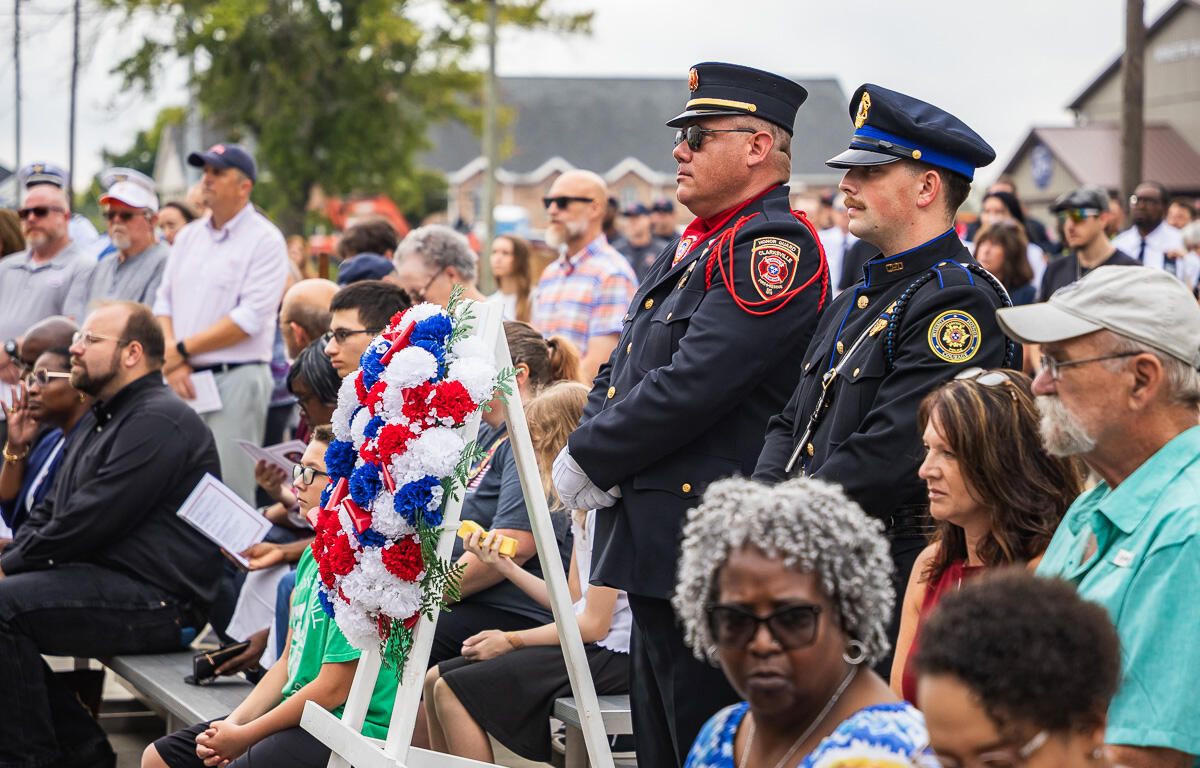 The community gathered at Clarksville Fire Rescue Headquarters for a 9/11 remembrance ceremony on September 11, 2026 (Wesley Irvin).