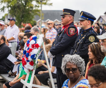 The community gathered at Clarksville Fire Rescue Headquarters for a 9/11 remembrance ceremony on September 11, 2026 (Wesley Irvin).