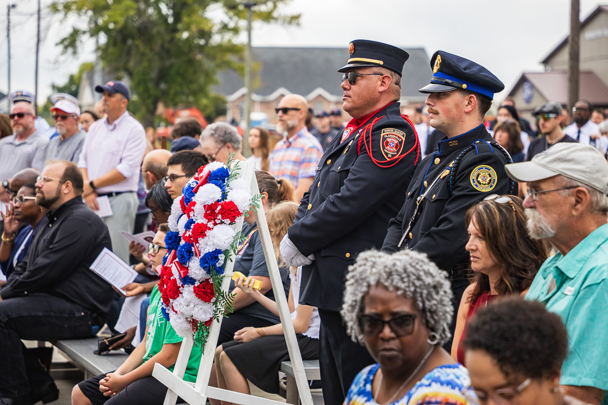 The community gathered at Clarksville Fire Rescue Headquarters for a 9/11 remembrance ceremony on September 11, 2026 (Wesley Irvin).