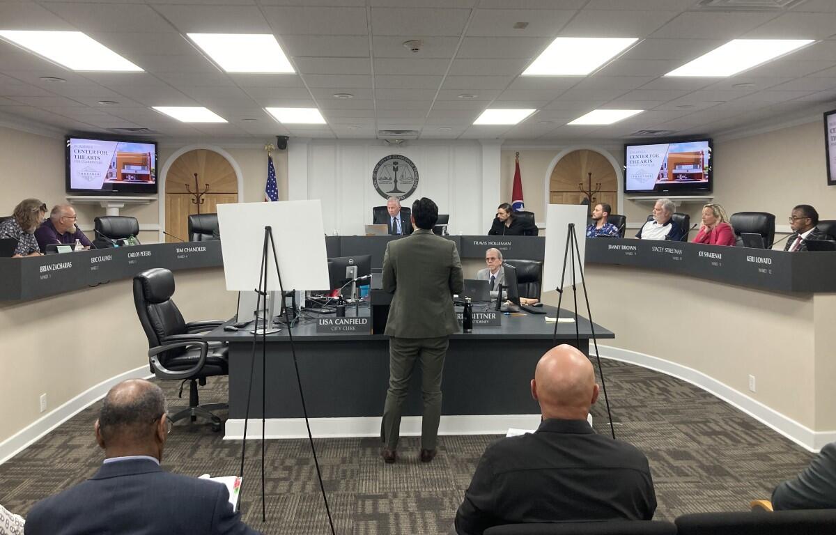 ACT Authority Executive Director Cameron O’Hanlon addressing Clarksville City Council on Sept. 24, 2026. (Christian Brown)