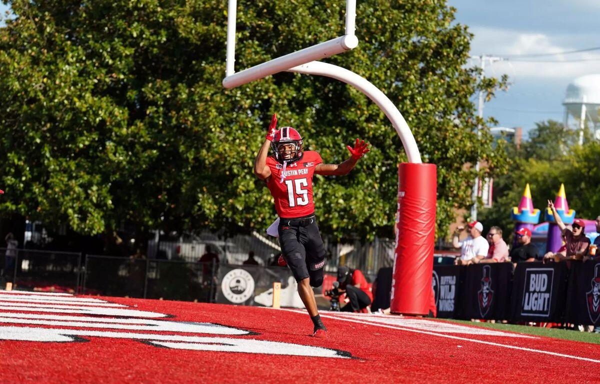 Denver Harper Scores a touchdown against Morehead State on Saturday, September 12, 2026. (APSU Athletics, Contributed)