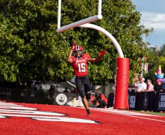 Denver Harper Scores a touchdown against Morehead State on Saturday, September 12, 2026. (APSU Athletics, Contributed)
