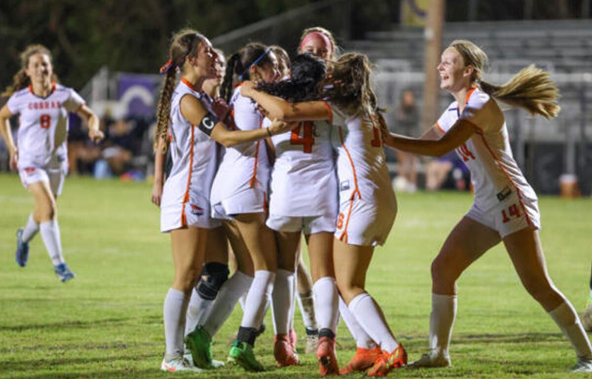 The Kirkwood Cobras girls soccer team during a prior game on Oct. 8, 2025. (Knox Rives)