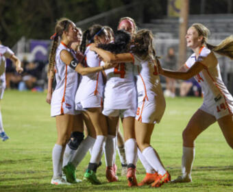 The Kirkwood Cobras girls soccer team during a prior game on Oct. 8, 2025. (Knox Rives)