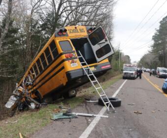 The Kenwood Middle School bus crash on March 27, 2026. (Tennessee Highway Patrol photo, contributed)