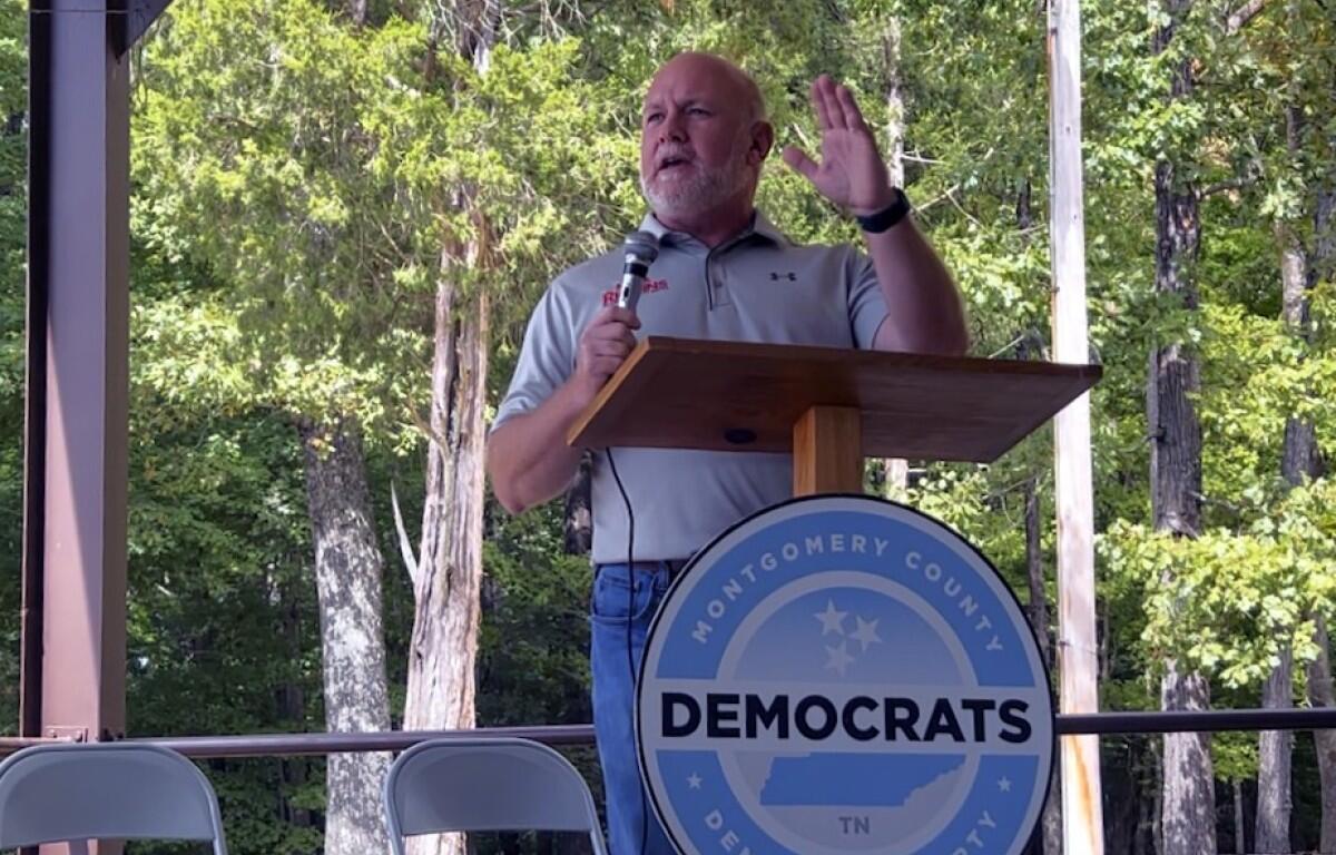 Mark Riggins at the Blue South BBQ in Clarksville on Sept. 26, 2026. (Patricia Galarza)