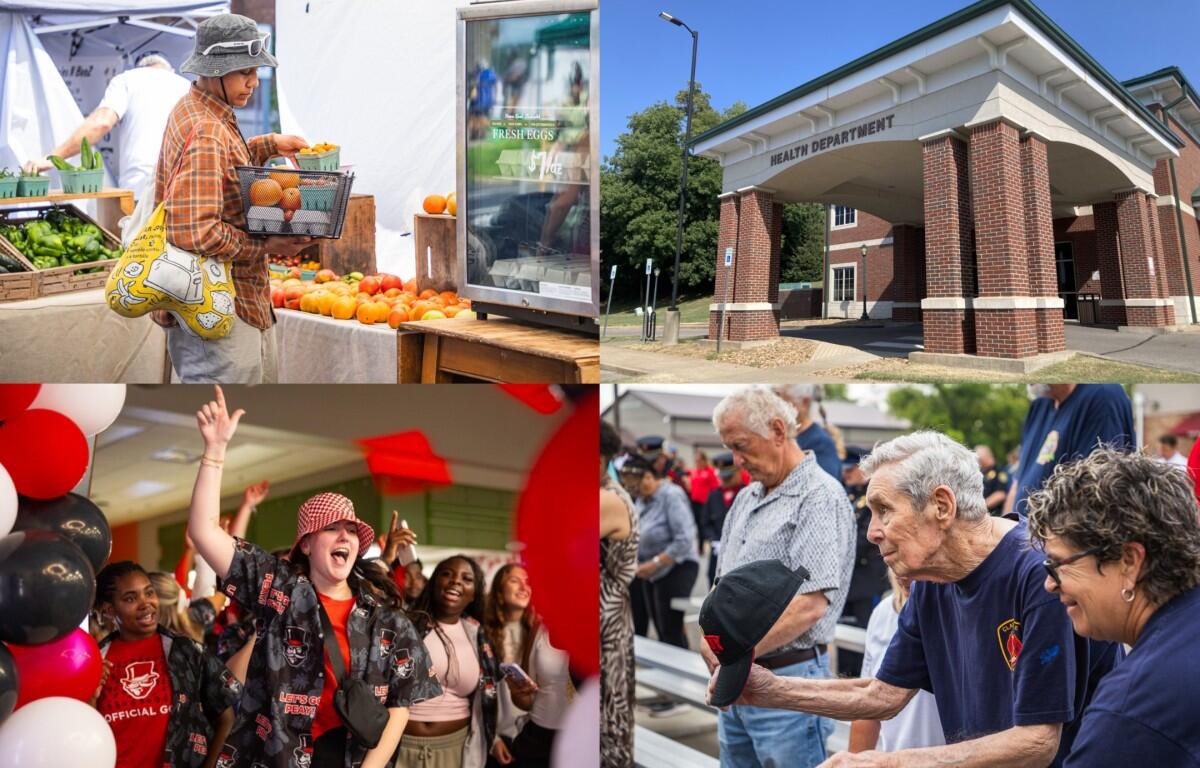 Clockwise from the top left, farmers market, health department, APSU enrollment, 25th anniversary of 9/11.