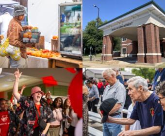 Clockwise from the top left, farmers market, health department, APSU enrollment, 25th anniversary of 9/11.
