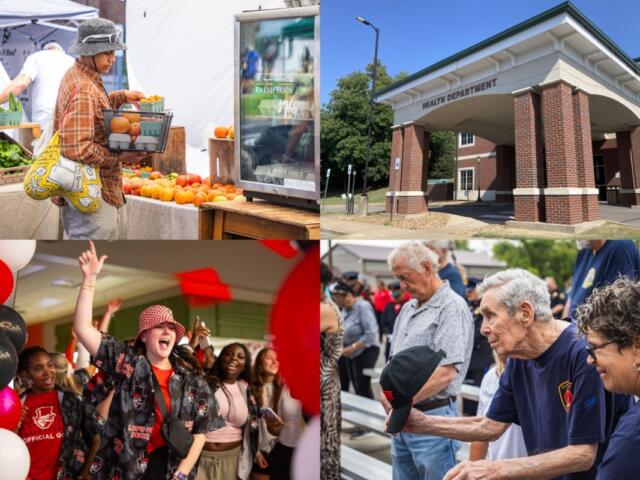 Clockwise from the top left, farmers market, health department, APSU enrollment, 25th anniversary of 9/11.