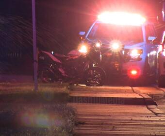 Motorcycle wreck aftermath at the intersection of Tiny Town and Fort Campbell Boulevard on Sept. 8, 2026. (Dash 10 Media)