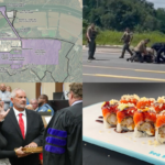 Clockwise from the top left, Crucible Metals, K-9 use in arrest, Sea Story Sushi, Sheriff Mike Oliver sworn in.
