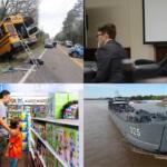 Clockwise from the top left, Kenwood Middle School bus crash, Konen double murder trial, LST 325, Toys 'R' Us.