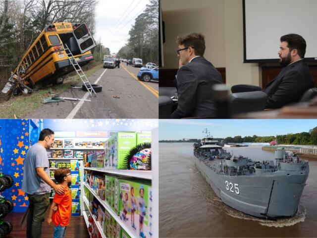 Clockwise from the top left, Kenwood Middle School bus crash, Konen double murder trial, LST 325, Toys 'R' Us.