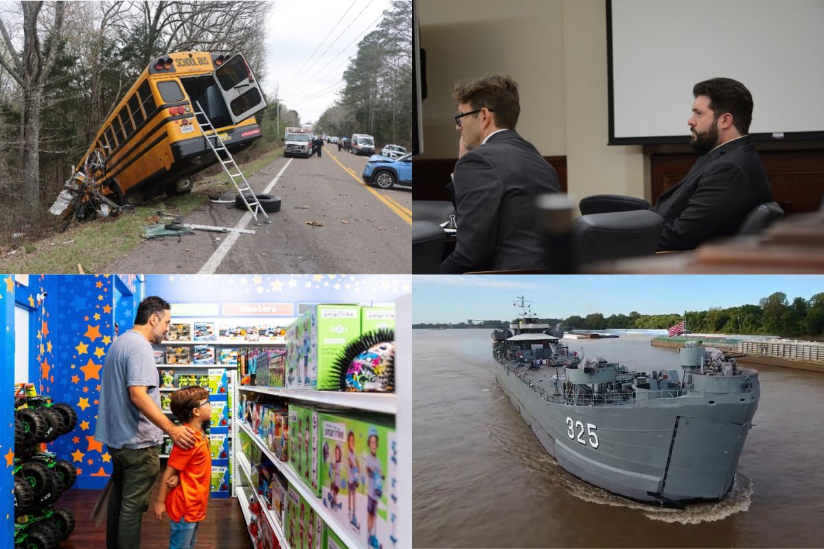 Clockwise from the top left, Kenwood Middle School bus crash, Konen double murder trial, LST 325, Toys 'R' Us.