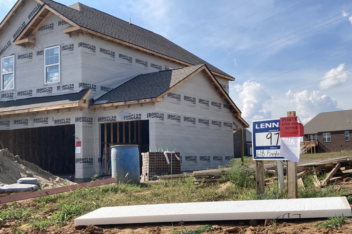 Stop Work Order posted outside a developing property in the Longview subdivision. (Christian Brown)