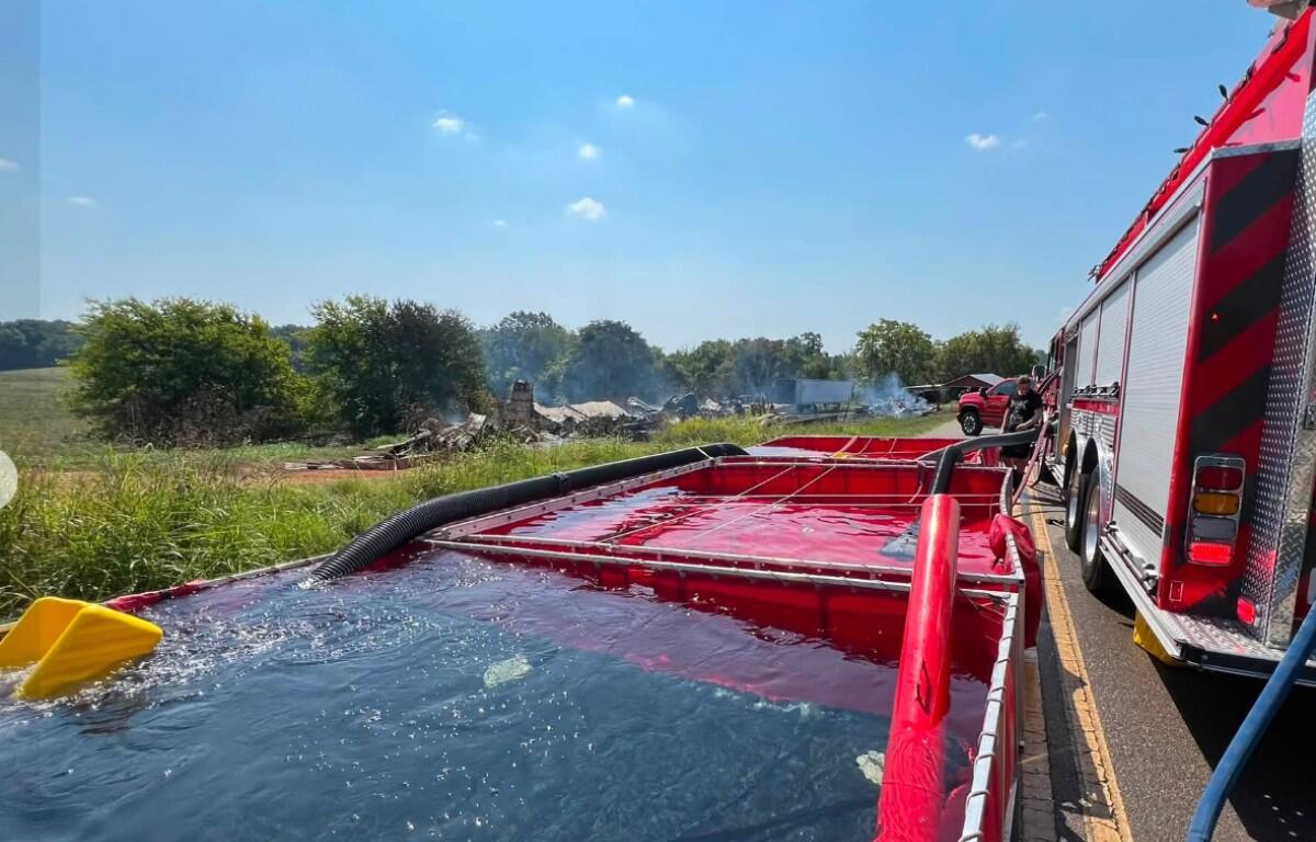 Montgomery County Fire Department crews responding to tobacco barn fire. (MCFD, Contributed)