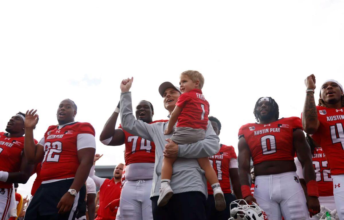 Austin Peay celebrates after defeating UT Martin on Saturday, September 26, 2026. (APSU Athletics, Contributed)