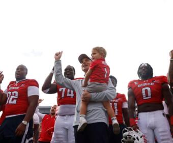 Austin Peay celebrates after defeating UT Martin on Saturday, September 26, 2026. (APSU Athletics, Contributed)